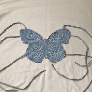 Butterfly Denim Tie Crop Top
